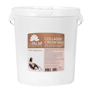 La Palm, Collagen Cream Foot Mask, Vanilla Cappuccino, 5Gal KK